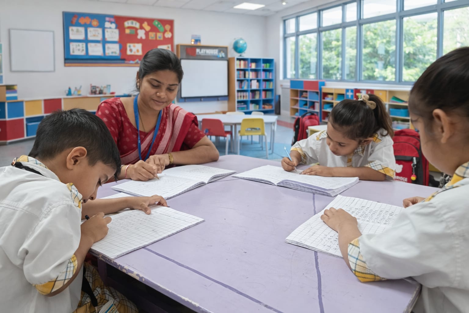 Children learning outdoors